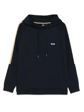 BOSS logo-embroidered hoodie - men - Cotton - S - Blue