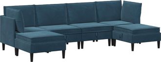 vidaXL Juego De Muebles De Sal&oacute;n 6 Uds. Azul Terciopelo Vidaxl