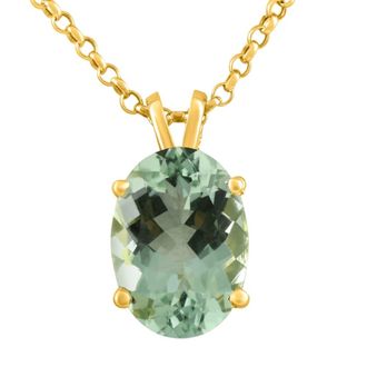 Pompeii3 VVS 5 1/4Ct Oval Green Amethyst Pendant Solitaire Necklace 14k Gold 14x10mm
