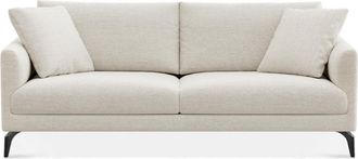 Castlery Lena Sofa Customized, (Performance Classic Twill) Cream (Matte Black Legs), Spill Resistant, Removable Covers for Sofas by Castlery