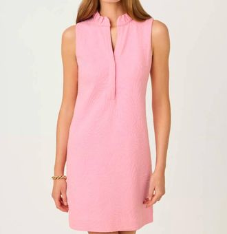 Lilly Pulitzer Elsey Shift Dress In Conch Shell Pink Leafy Knit Pucker Jacquard