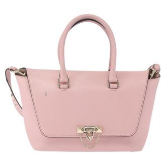 Valentino Garavani Demilune Flap Satchel Leather Pink Leather Handbag (Pre-Owned)
