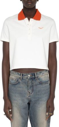 Zadig&Voltaire Mirta Crop Polo in Cream at Nordstrom, Size X-Small