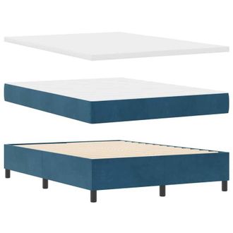 vidaXL Vidaxl Cama Tipo Box Spring Azul Oscuro 140 X 200 Cm Terciopelo