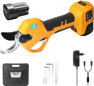 OEM Podadora El&eacute;ctrica, Motor Sin Escobillas, Ancho De Corte De 28 Mm, Color Amarillo, Incluye Dos Bater&iacute;as