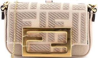 Fendi Chain Baguette Charm Bag Zucca Canvas Nano crossbody bag - Beige