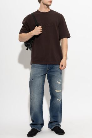 Emporio Armani T-shirt With Logo, Mens, Brown