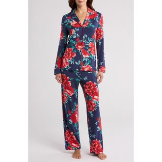 Nordstrom Moonlight Eco Knit Pajamas in Navy In Bloom at Nordstrom, Size Large