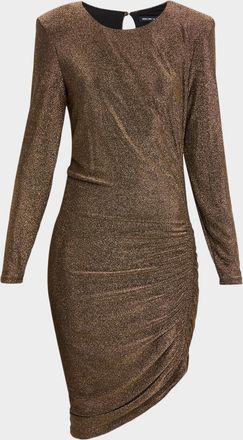 Veronica Beard Cyrus Ruched Metallic Long-Sleeve Dress