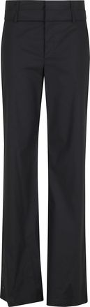 Federica Tosi Black Double-Waistband Poplin Cotton Straight-Leg Pants