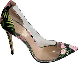 Gianvito Rossi floral satin & PVC Plexi heeled pumps Size 36