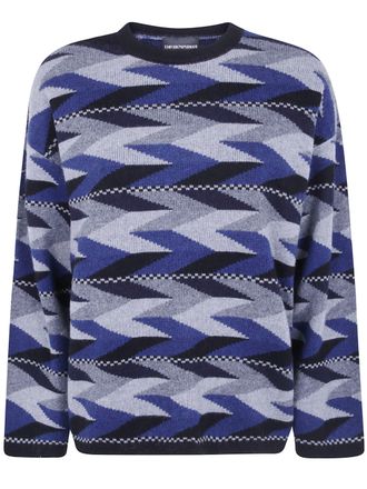 Emporio Armani Sweater Wool Cashmere Fancy Blue