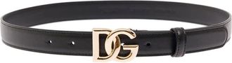 Dolce & Gabbana Zwart leren riem met goudkleurige gesp - Dames - Riemen - Zwart - 85 CM - Accessoires