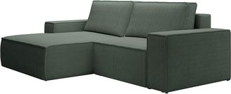 Vente-Unique Peque&ntilde;o sof&aacute; rinconera izquierda de pana verde pino AMELIA