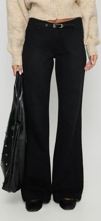 Princess Polly Slow Ride Belted Bootcut Jeans in Washed Black at Nordstrom, Size 10
