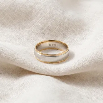 Pompeii3 Mens 14k Gold Two Tone 6mm Plain Comfort Wedding Band Size Selectable