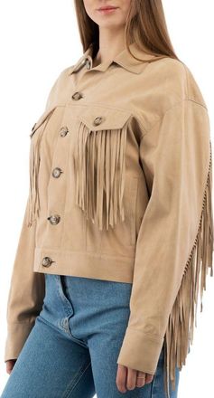 Moschino Womens Beige Cotton Leather Jacket Clothing