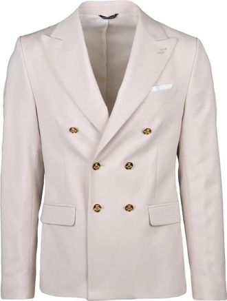 Daniele Alessandrini Double-breasted jas - Heren - Business blazers - Beige - XL - Polyester - Kostuums