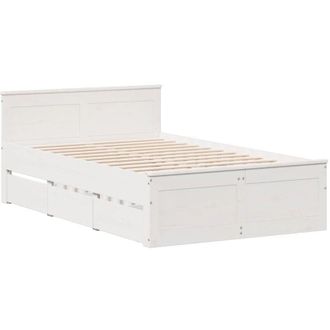 vidaXL Vidaxl - Cama Con Cabecero Sin Colch&oacute;n Madera Maciza Blanca 120x200 Cm