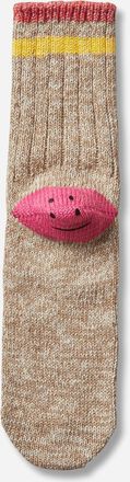 KAPITAL 60 Yarns Ivy Rainbowy Happy Heel-Hold Socks Beige / Pink