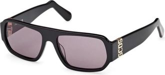 GCDS Geometrische zonnebril Trendy accessoire - Heren - Zonnebrillen - Zwart - 55 MM - Accessoires