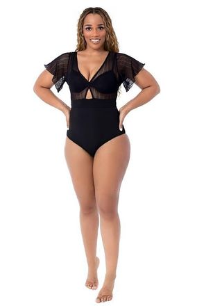 Dai Moda Womens Michelle One Piece Swimsuit in Black at Nordstrom, Size Xx-Large