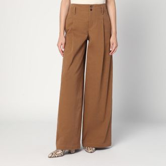 Chlo&eacute; Pantaloni a palazzo marroni in cotone