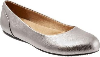 Softwalk Softwalk Sonoma Ballet Flat Womens US 7 Platinum Leather Slip On Comfort ZPO2578
