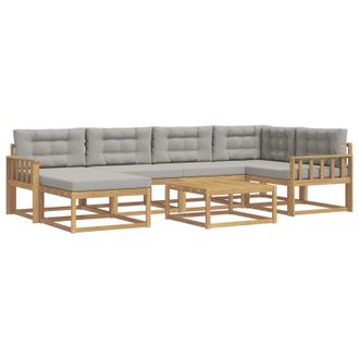 vidaXL Conjunto De Sof&aacute;s De Exterior 7 Pcs Blanco Y Gris Claro Vidaxl