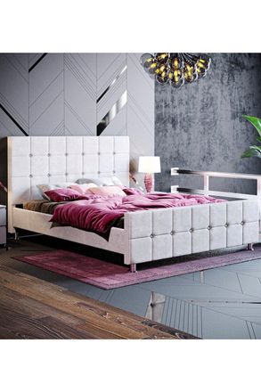 Home Discount Vida Designs Valentina King Size Bed Frame Velvet Fabric UKFR Storage in Light Grey