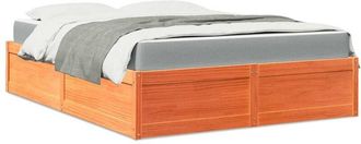 vidaXL Vidaxl - Cama Con Colch&oacute;n Madera Maciza De Pino Marr&oacute;n Cera 140x200 Cm