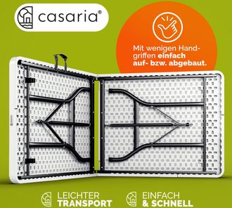 No Brand Casaria Mesa De Pl&aacute;stico Plegable Jard&iacute;n Tipo Buffet Fiestas Para 8 Personas 183x76cm Comedor Port&aacute;til Con Asas Barbacoa Picnics