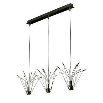 Netlighting Quaffle Straight Bar Pendant Ceiling Light Satin Nickel in Grey