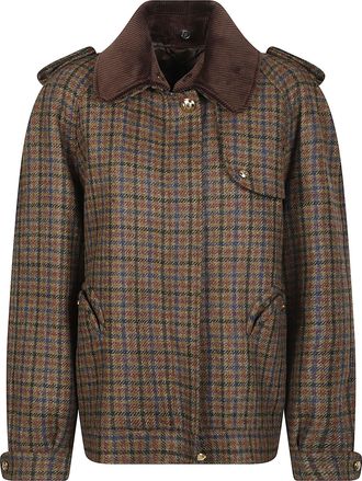 Blaz&eacute; Milano Brown Amandira Chausie Checkered Wool Trench Coat