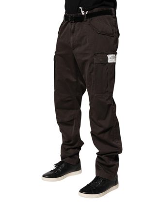 Dolce & Gabbana Mens Cotton Stretch Cargo Pants Brown