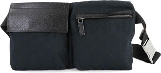 Gucci Black Gg Canvas Leather Fanny Pack (Pre-Owned)