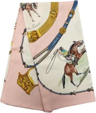 Herm&egrave;s Pre-owned Pampa Print Scarf - Dames - Vintage Accessoires - Roze - ONE Size - Vintage