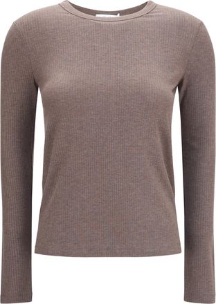 Max Mara Womens Ribbed Long-Sleeve Sweater Dark Khaki Melange Lyocell Tops Top