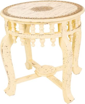 Wanderlust Deco Mesa de centro de madera y metal color marfil 45x45x52