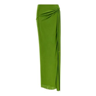 Elisabetta Franchi Maxi Skirts, female, Green, Size: S Extra Long Skirt