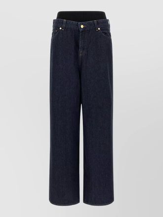 7 For All Mankind denim high-rise wide-leg jeans
