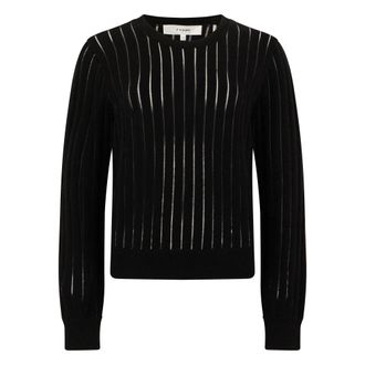 Frame Denim Round-neck Knitwear, female, Black, Size: L The Sheer Stripe Sweater
