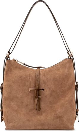 Tod's Zachte Gestructureerde Schoudertas - Dames - Schoudertassen - Bruin - ONE Size - Tassen