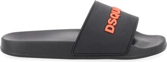Dsquared2 Orange Raised Lettering Slide Sandals