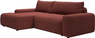 Vente-Unique Sof&aacute; cama rinconera izquierda en chenilla burdeos DAVISO