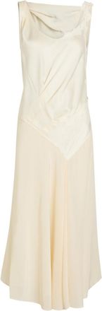 Victoria Beckham Lace-trim Satin Midi Dress - Ivory - 10 (UK10 / S)
