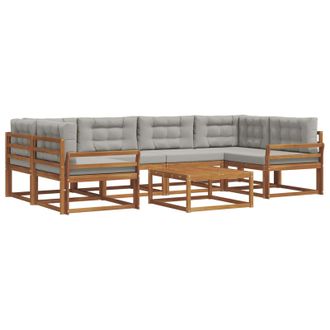 vidaXL Conjunto De Sof&aacute;s De Exterior 7 Pcs Gris Natural Y Claro Vidaxl