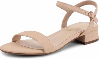 Dream Pairs Womens Low Heel Dressy Slingback Ankle Strap Sandals In Tan