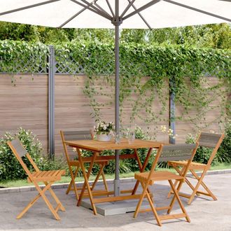 vidaXL Set De Comedor Jard&iacute;n 5 Pzas Polipropileno Madera Maciza Gris Vidaxl
