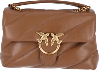 Pinko Brown Love Puff Calfskin Shoulder Bag